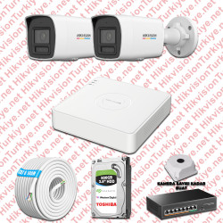 Hikvision 02 İp Kameralı Colorvu Hibrit Güvenlik Kamerası